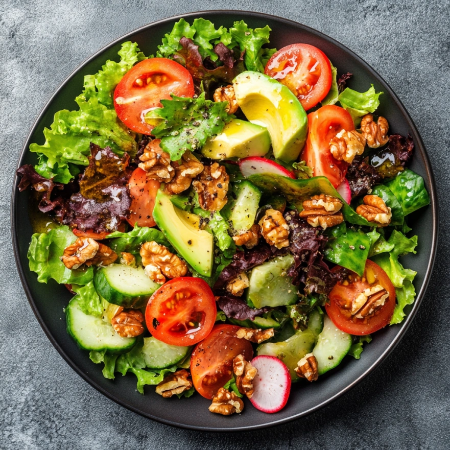 Легка вечеря з салатом та горіхами
